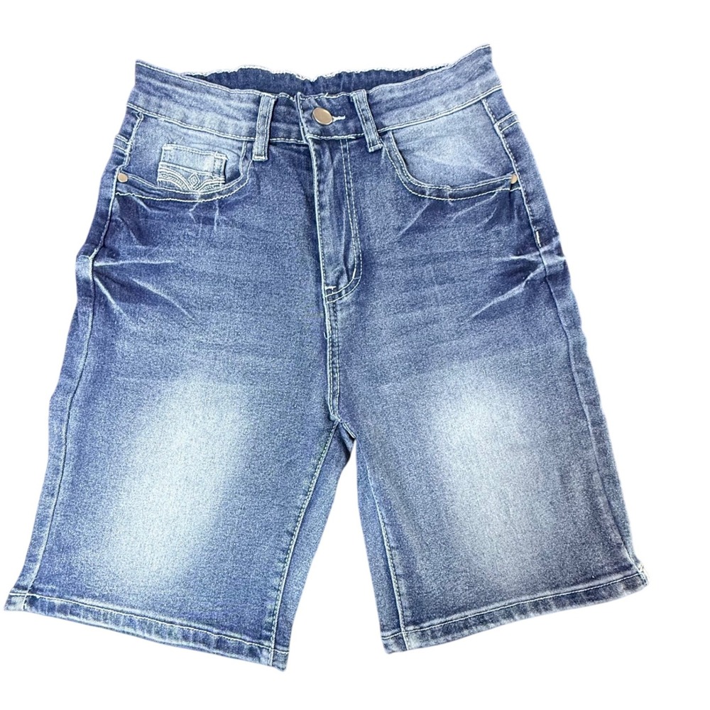 Womens Denim Shorts Blue Wash‎ Distressed Pockets Size Medium